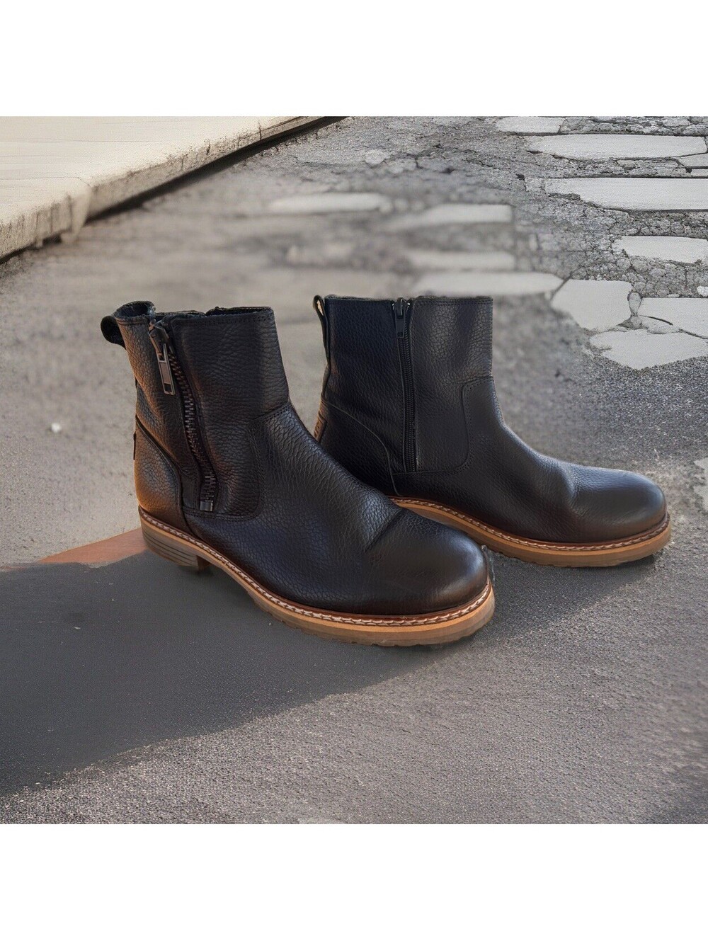 BullBoxer Bayley Ankle Boots Booties Black Leather Women’s 10 Made In Portugal - Picture 1 of 13